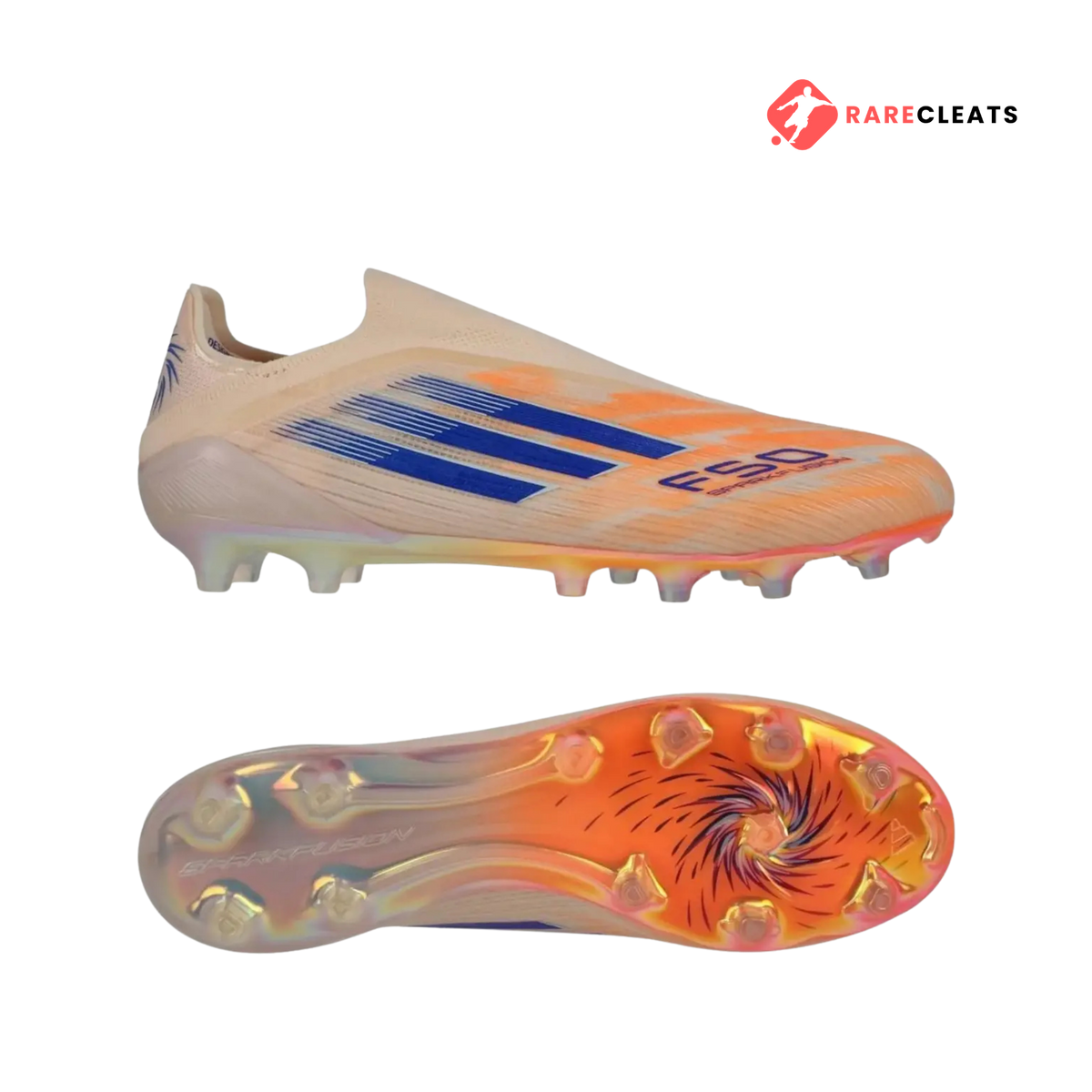 F50 Sparkfusion Elite Laceless FG Coral Blaze - Rare Cleats